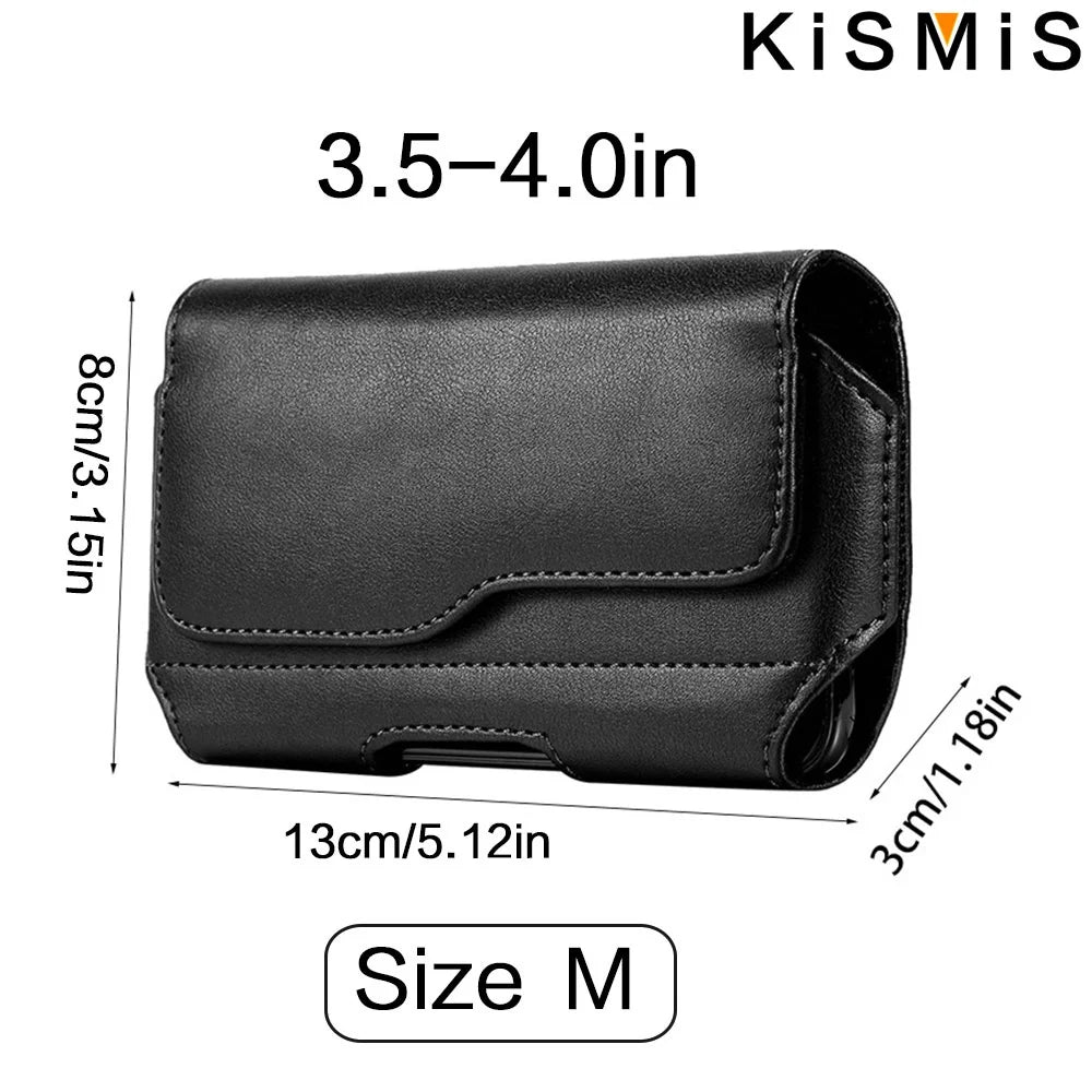 KISMIS Fashion Leather Belt Clip Waist Bag Phone Bag Phone Holder for 3.5-6.3 Inches Mobile Phones iphone Samsung