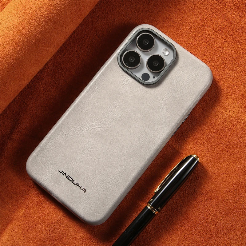 For MagSafe Business Leather Phone Case for iPhone 17 16 15 14 13 Pro Max Plus 17air Magnetic Wireless Charging Shockproof Cover