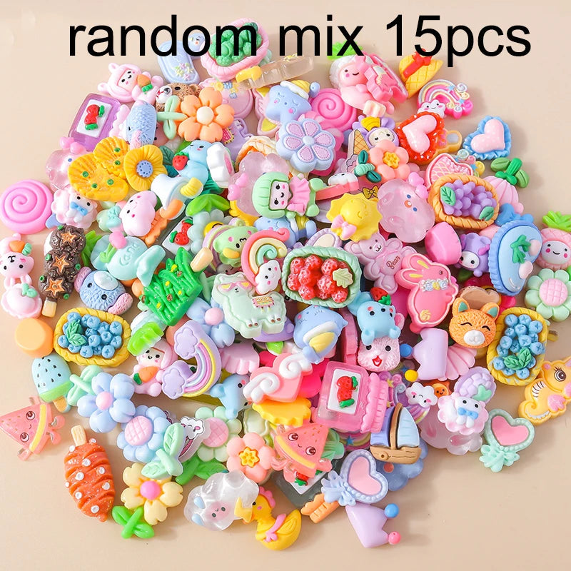 Leslie Random 10/20/30pcs Mixed Resin Food Flower Animal Nail Art Phone Case Hairpin Fridge Handmade DIY Charms Accessory