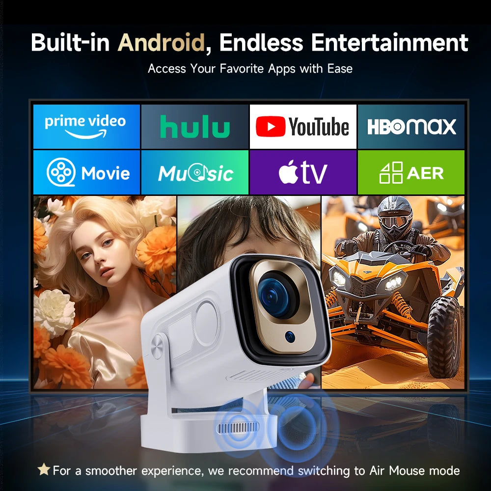 Magcubic HY310 Projector Android 11 4K Native 1080P Auto Focus Natal Brightness 330ANSI Dual Wifi BT5.4 Air Mouse Voice Control For Home Outdoor Filming