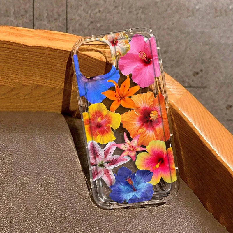Floral Pattern Transparent Shockproof Soft TPU Phone Case For iPhone 17 16 Pro Max 16E 15 14 13 12 11 XS X XR 7 8 Plus SE2 Cover