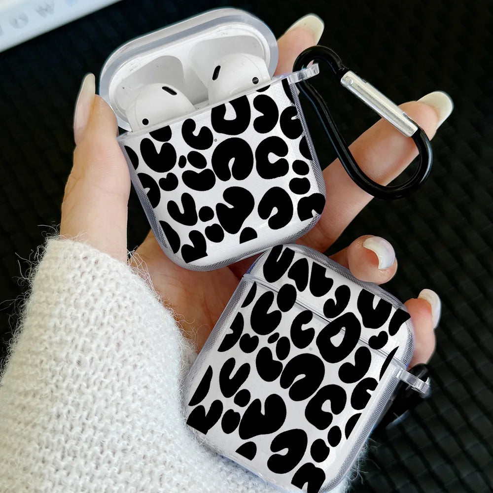 Simple Black Snake Design Case For AirPods 4 3 1 2 Gen TPU Earbuds Case For AirPods Pro 2/Pro Cover with Keychain Accessory