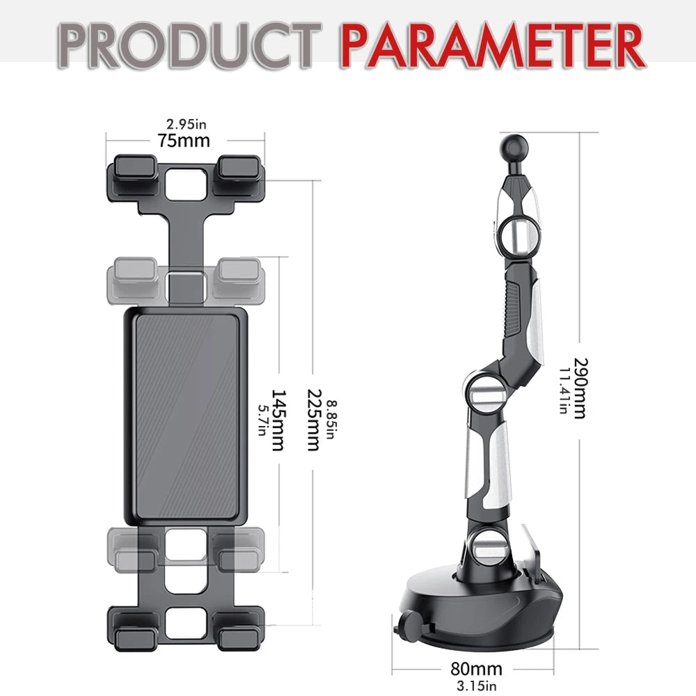 Large Truck Bus with Suction Cup Machine Joint Arm Cell Phone Holder Clip Ipad Truck Bus Car Dashboard Windshield Tablet Holder
