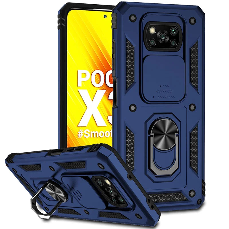 For Xiaomi Poco X3 Pro Case Magnetic Ring Holder Armor Cases For Poko Poxo Pocco Little X 3 NFC X3Pro Slide Camera Protect Cover