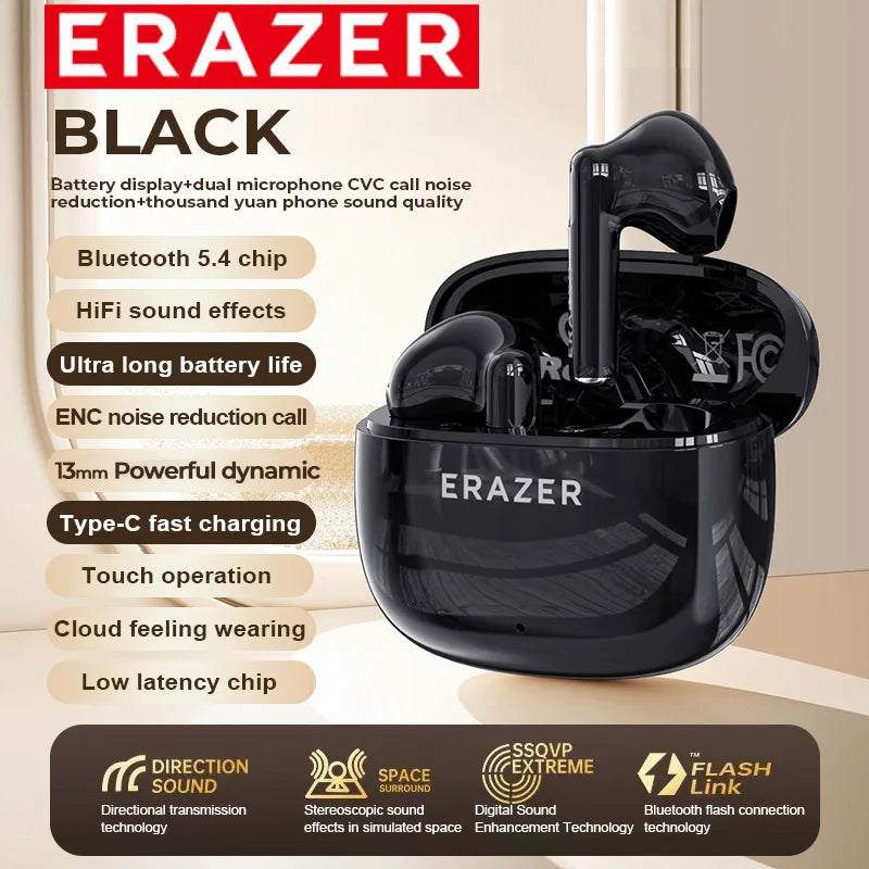ERAZER XT68/XT69PRO Bluetooth Earphones In-ear Earbuds TWS Wireless Headphones Game Low Latency Bluetooth 5.4 Noise Reduction
