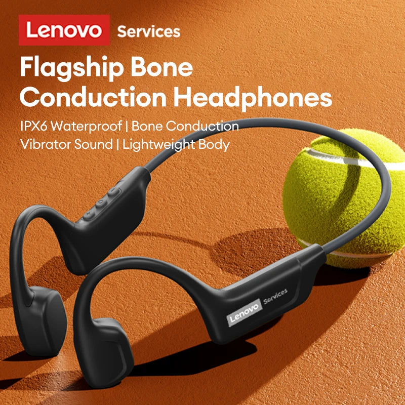 Original Lenovo S102 Bone Conduction Earphones Air Conduction Headphones V6.0 Wireless Sports HiFi Sound Swim Headset Waterproof