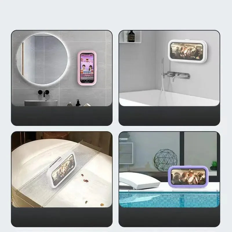 Adjustable Waterproof Shower Phone Holder Telescoping Arm Rotation Angle Mount for Bathroom Kitchen Wall Bracket Stand