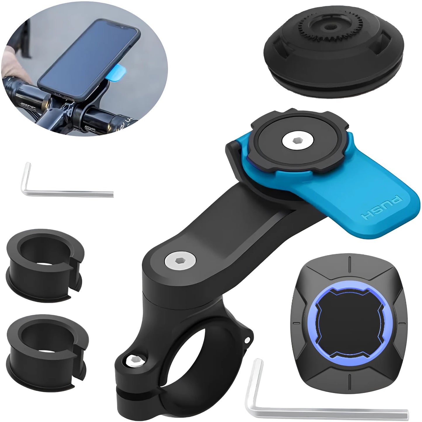 Universal Bicycle Mount for Bicycle and Motorcycle Phone Holder, Mobile Phone Holder for MTB 360° Rotatable for MTB or Road Bike
