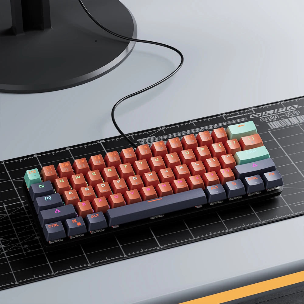 MUCAI 61 key USB hot swappable esports mechanical keyboard game red axis LED cool light effect compact and practical
