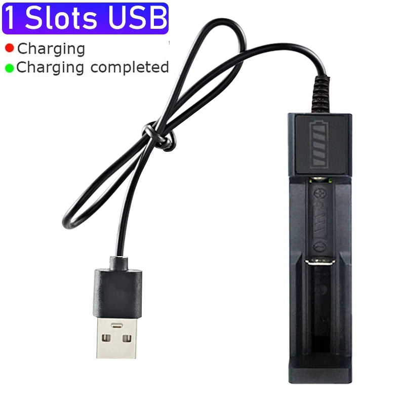 18650 Battery Charger 1/2/4 Slots Dual 18650 Charging 3.7V Rechargeable Lithium Battery USB Charger For 16340 14500 18650