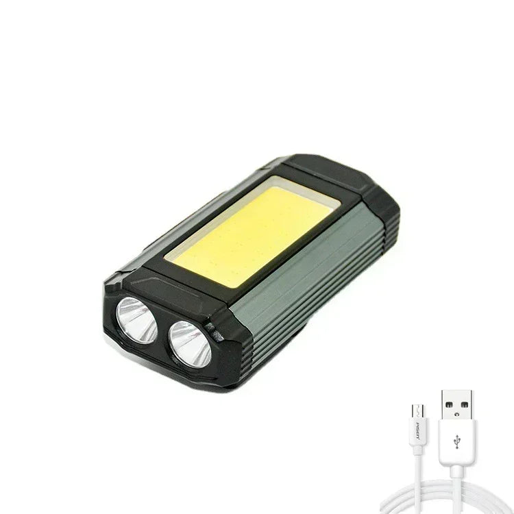 USB Rechargeable LED Flashlight with Magnetic COB Work Light Portable Camping Lantern Type-C Power Bank Function Lamp