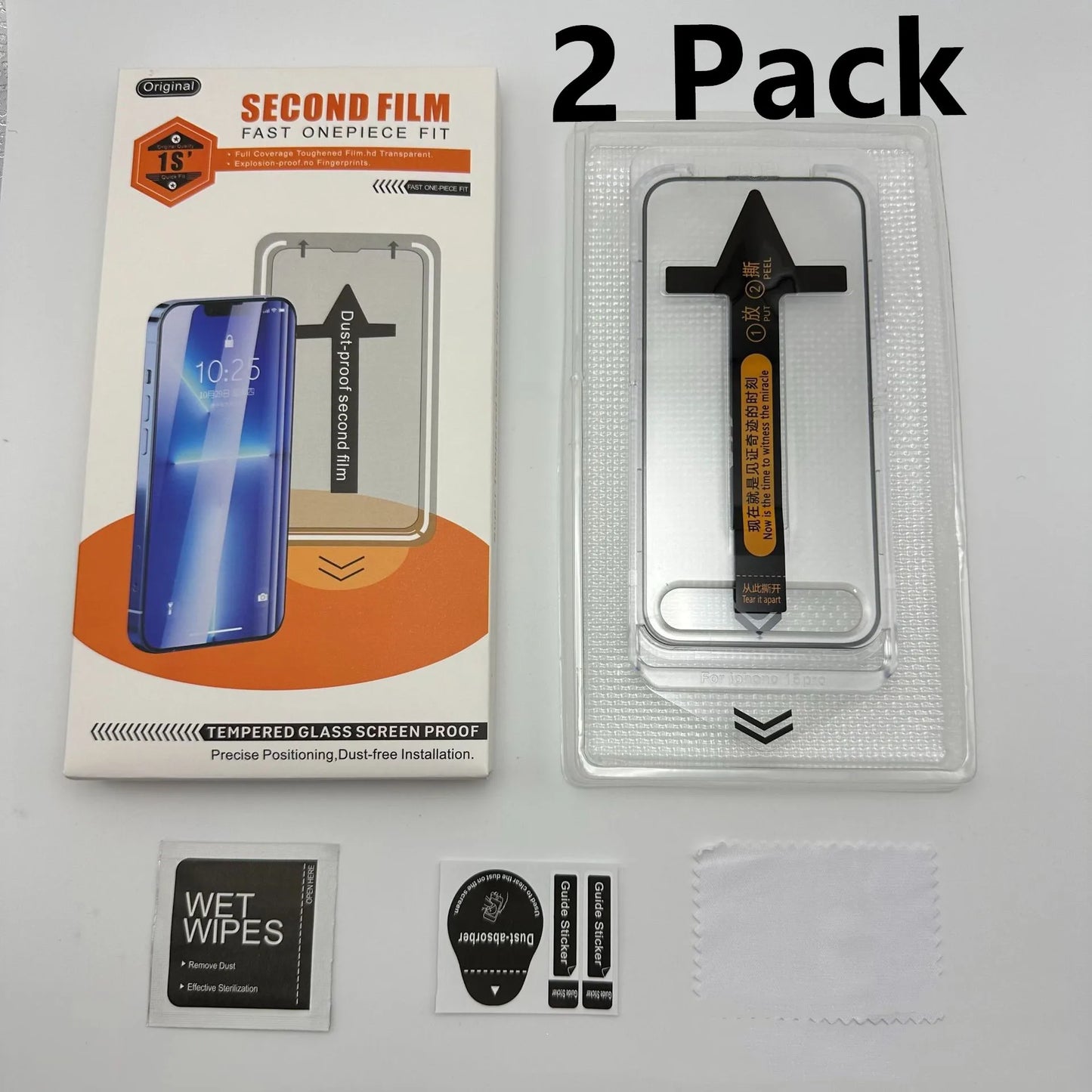 2 Pack For IPhone 17 Pro Max 16 15 Pro Tempered Glass Screen Protector Auto Dust-Elimination Installation Bubble Free HD Clear