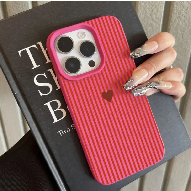 INS Cute Small Love Heart Pattern Fresh Phone Case For iPhone 17 16 15 14 Pro Max 13 12 11 XS X XR 7 8 Plus 16E 17E 17 Air Cover