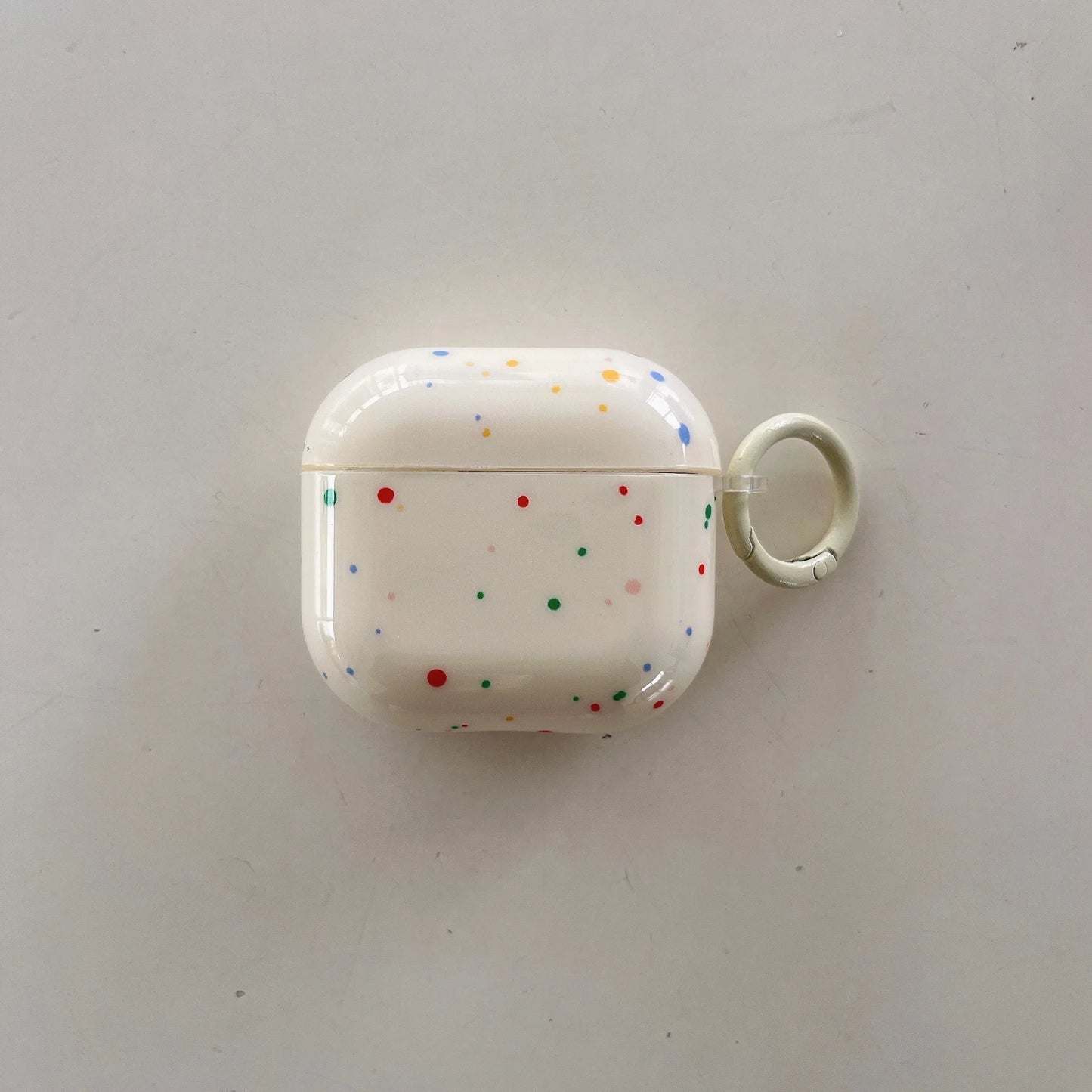 Korean Fashion Color Splash Ink Polka Dot Pure Color with Ring and Tomato Pendant Cover for AirPods 1 2 3 4 Pro 2 Pro 3