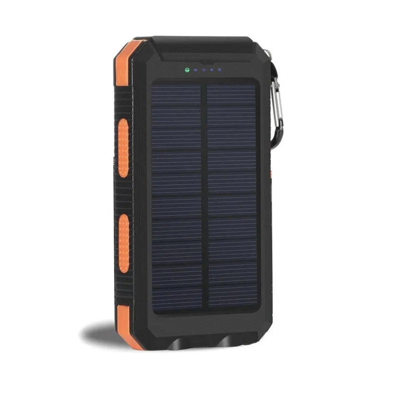 Solar Power Bank 200000mAh Waterproof Portable Solar Panel Powerbank External Battery Charger Powerbank with LED Camping Light