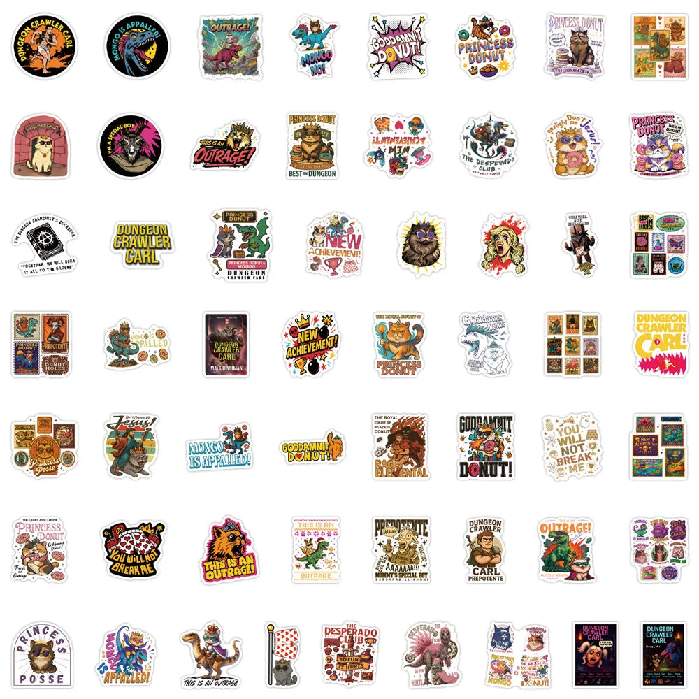 110PCS Dungeon Crawler Carl Stickers Graffiti Stickers DIY Diary Phone Case Handmade Scrapbook Aesthetic Stickers