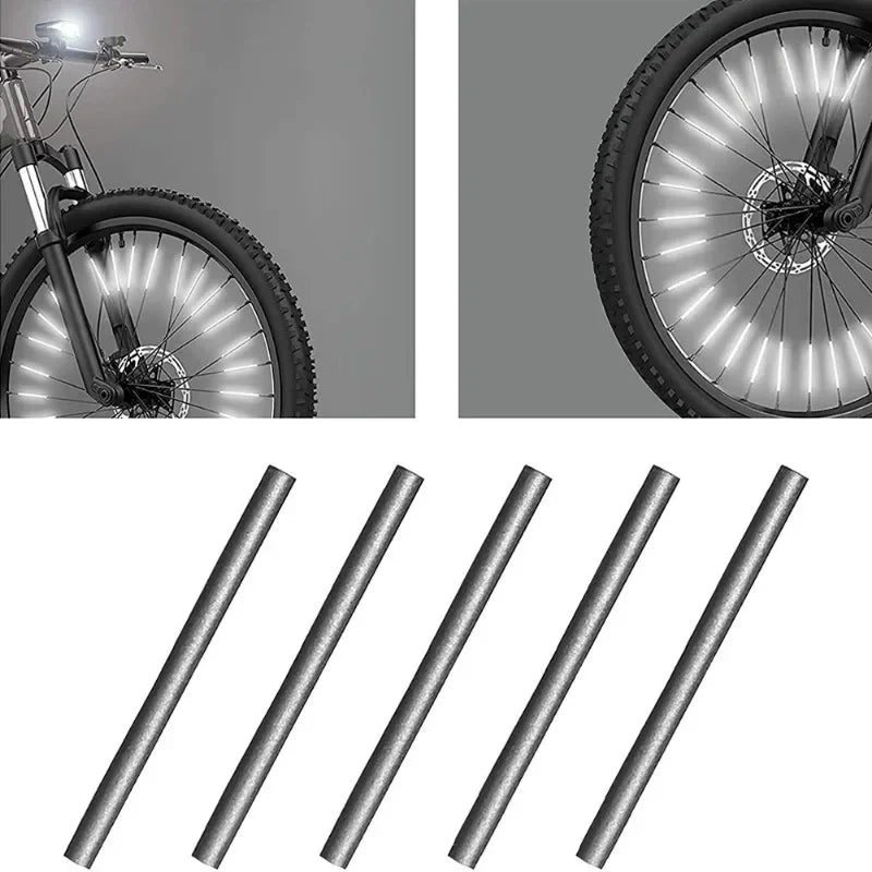 Tube Warning Strip 12Pcs Reflective Mount Clip Bicycle Wheel Spoke Reflector Stripe Steel Wire Lamp MTB Bike Reflector Light