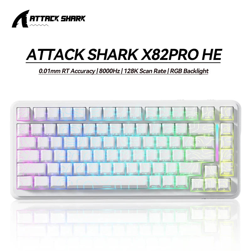 ATTACK SHARK X82PRO HE Magnetic Switch Keyboard 75% 8K RGB Hot Swappable PBT Triple Mode For Gamers