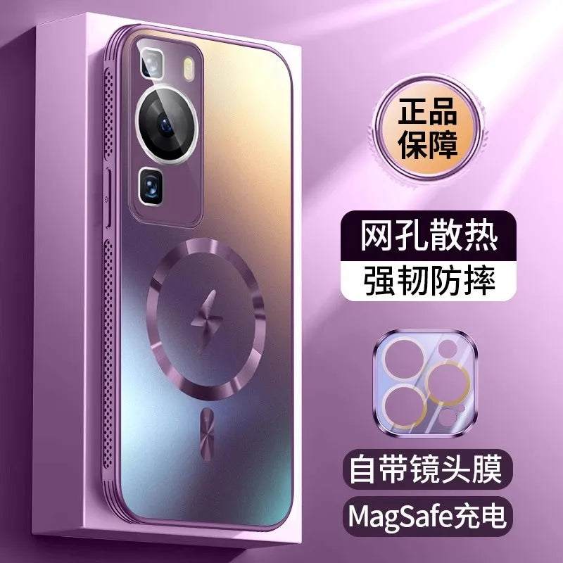 For Huawei P60 Pro Case P50 P60 Pro Support Magsafe Magnetic Wireless Charging Cover Frosted Funda Protect Camera Lens