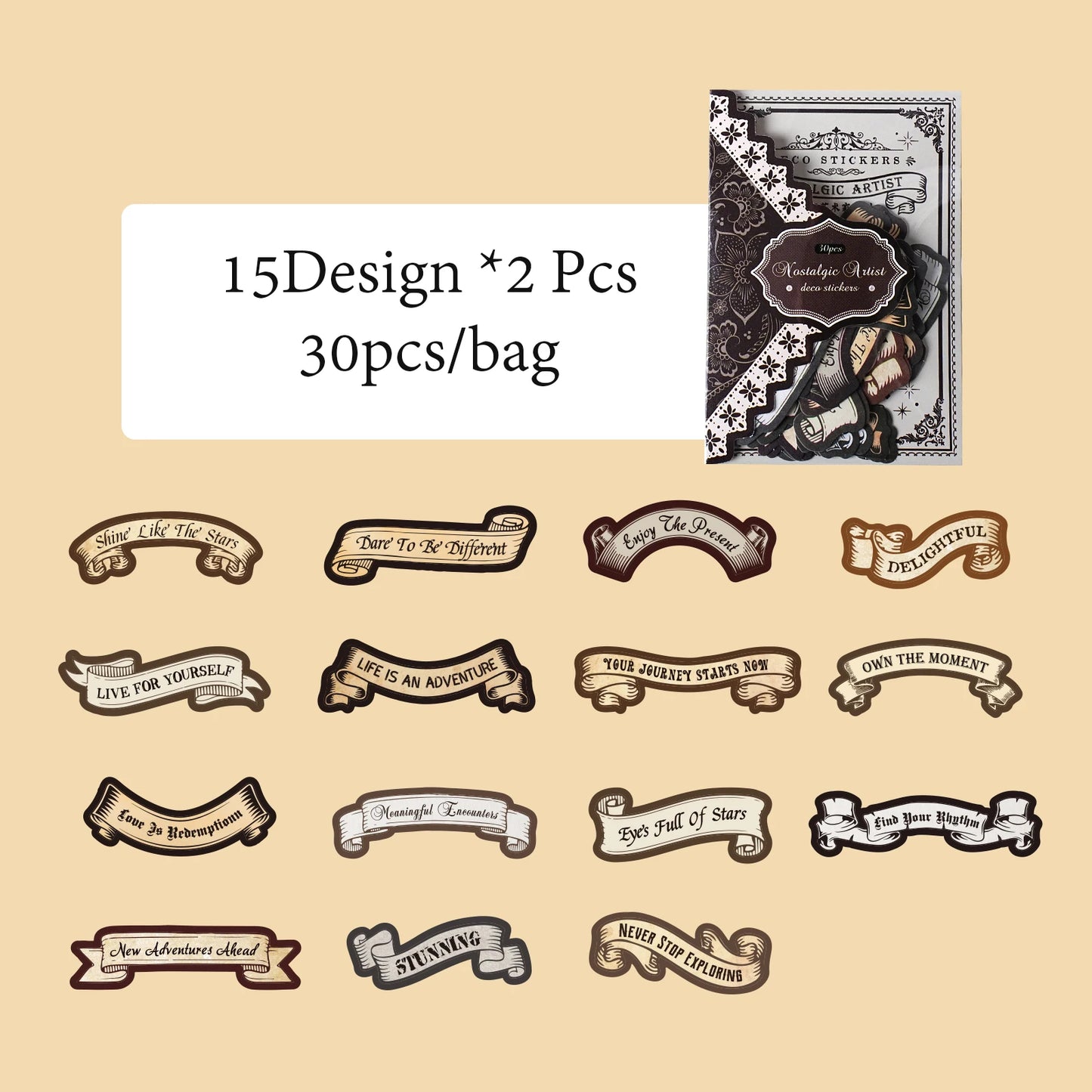 Mr. Paper, 6 Styles Nostalgic Artist Series Sticker Pack, Stationery Decorative Stickers, Cute Phone Case Stickers