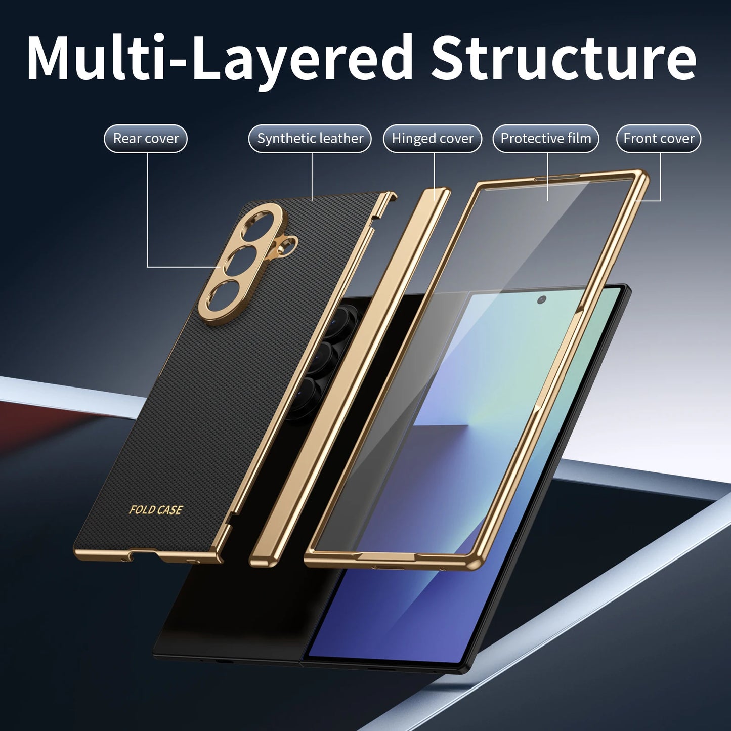 Case for Galaxy Z Fold 7/6/5/4 Phone Case With Screen Glass Film, Hinge Protector, Simple Solid Color Atmosphere Good Hand Feel