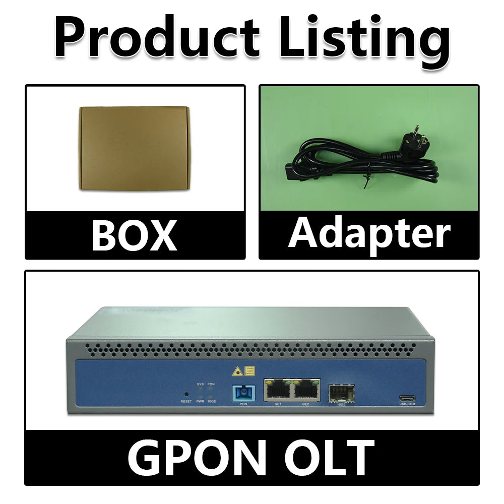 OPTFOCUS GPON OLT 1PON 128 ONU 10G Uplink C+ GBIC SFP 100-240V AC 12V DC Power MINI GPON OLT 1 Port