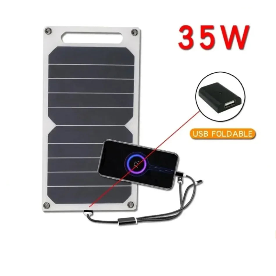Portable Battery Mobile Phone Charging Bank Charging Panel 6.1V 35W Solar Panel With USB Waterproof Outdoor Hiking And Camping