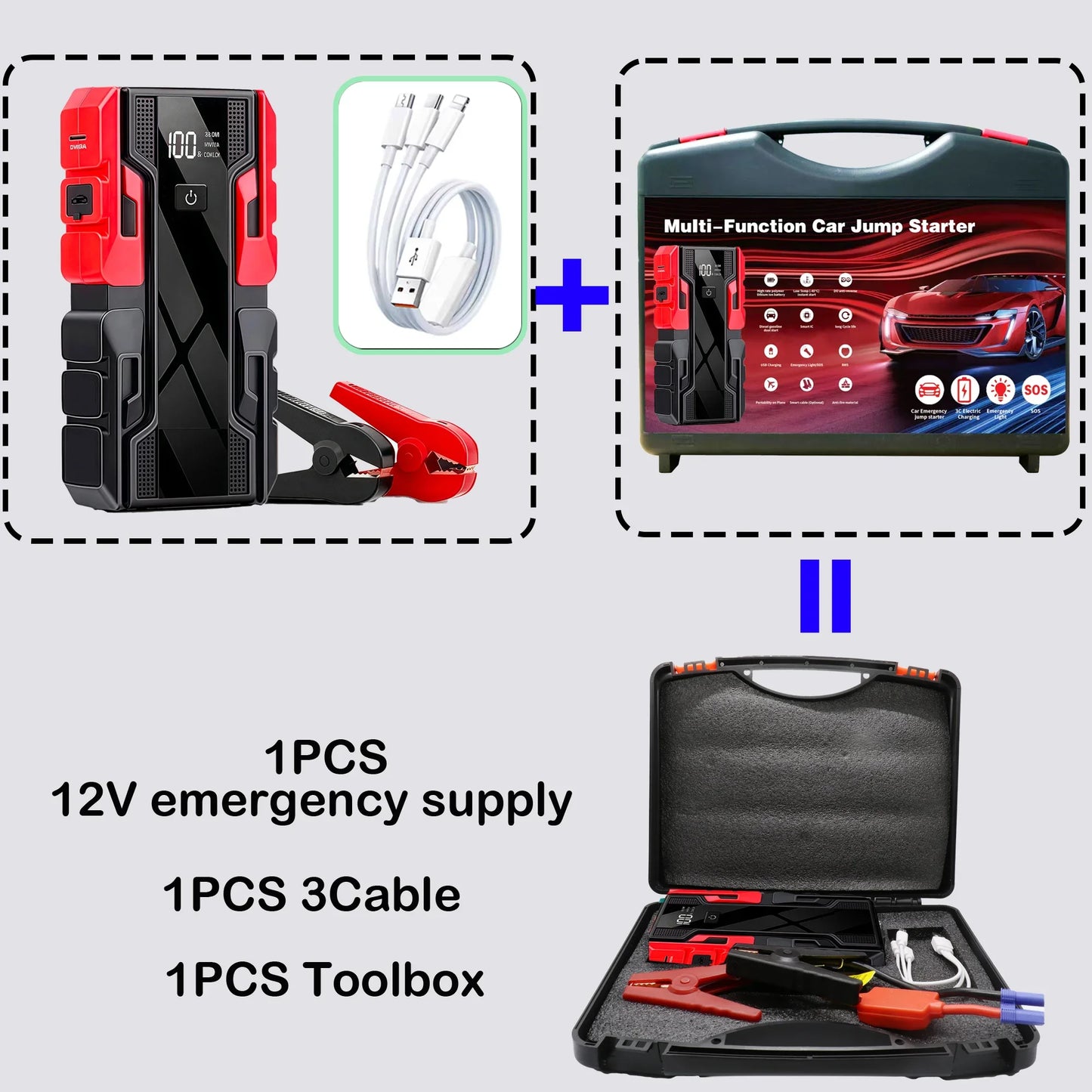 New 12V 99800mAh 3000A Car Jump Starter Car Battery Starters Portable Power Bank 12V Starting Device Booster Petrol Diesel Car