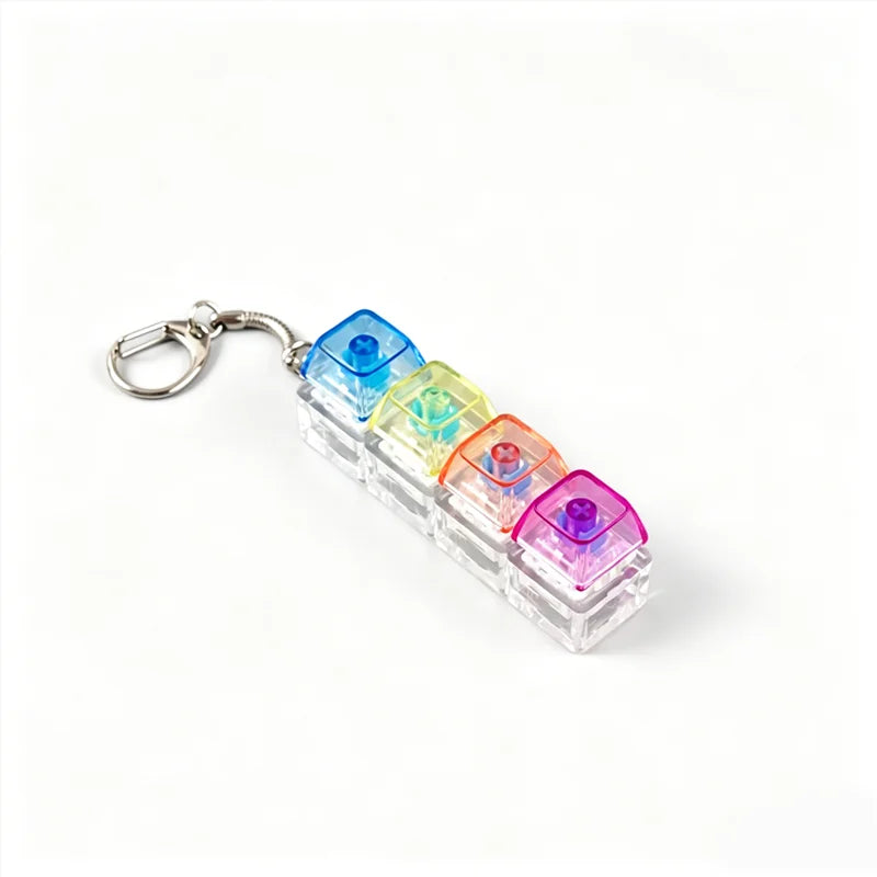 LED Light Keyboard Keychain Fidget Toy Clickable Button Stress Relief Portable Desk Accessory Office Decor Gift Anxiety Relief