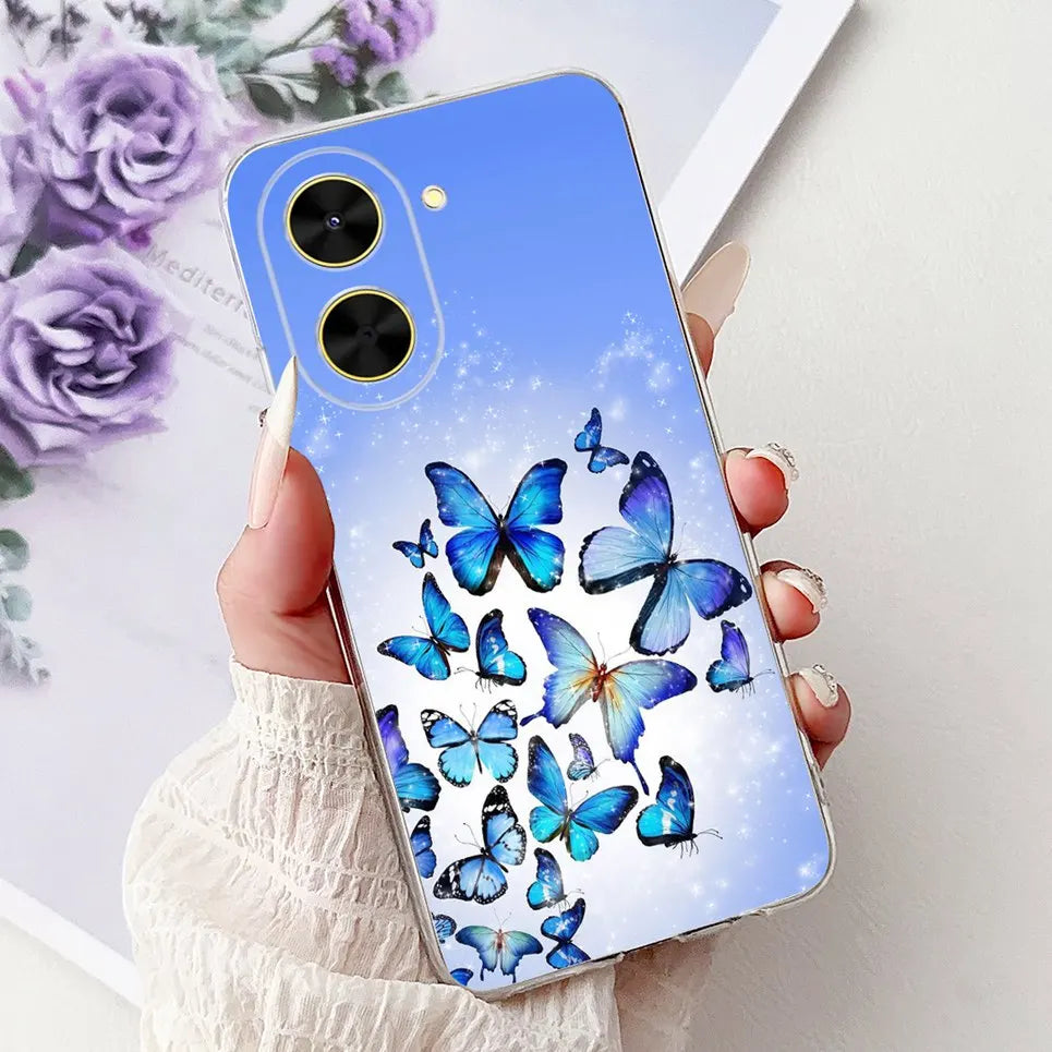 For Cover Xiaomi Redmi A5 4G / Poco C71 Phone Case Colorful Flower Butterfly Love Heart Lxuru Women Fashion Soft Clear Silicone