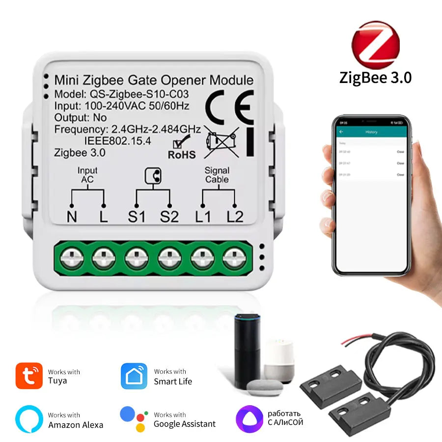 Tuya Smart Switch module for Garage Door Gate Opener Controller Wifi Zigbee Smart Life Alexa Google Home Assistant 100-240V