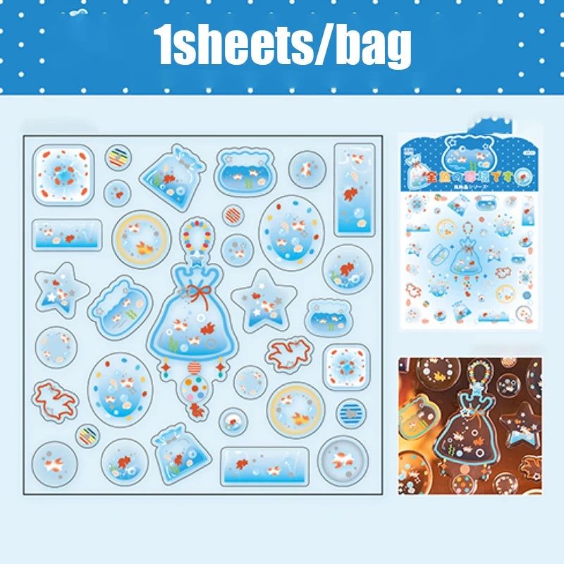 Laser Silver Resin Drop Sticker Sheet Planner Decor Sticker Journal Collage Card Frame Phone Case Mug Card Holder, Mr. Paper