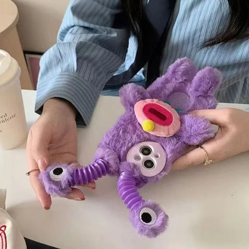 Little Monster Phone Case for iPhone, Plush Glowing, 15, 14, 13, 11, 12 Pro, 8, 7 Plus, X, 13 Pro Free Cleaning Wipes Included