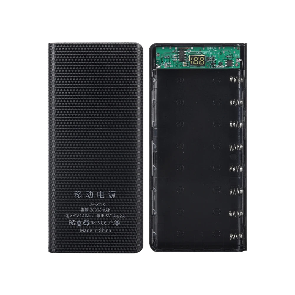 DIY 8*18650 Battery Power Bank Case 20000mAh solder-free sheath DIY power bank housing kit digital tube display