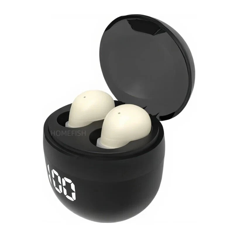 HOMEFISH SK18 Mini Sleep Wireless Earbuds, Bluetooth 5.3, Invisible In-Ear, Digital Display, Noise Cancelling for Side Sleepers