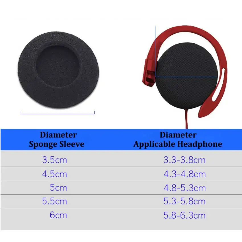 10pcs 18mm 35mm 45mm 50mm 55mm 60mm Headphones Replacement Memory Foam Ear Pads Sponge Cushion Covers Earphone Protective Sleeve