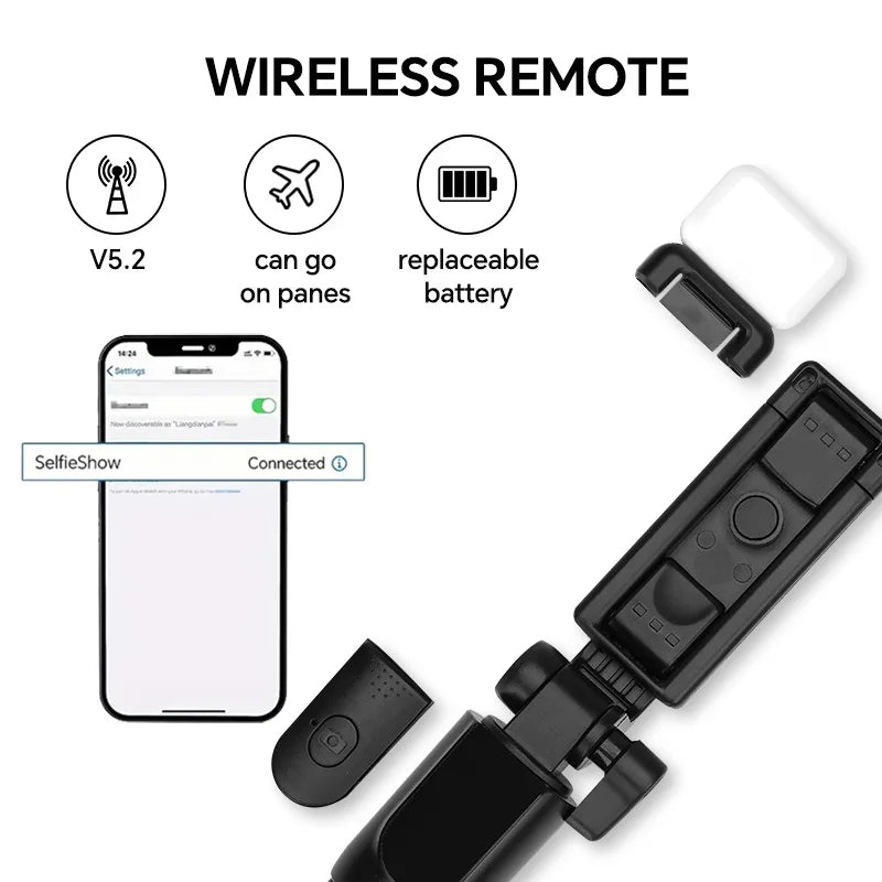 Scalable Phone Selfie Stick With Built-in Fill Light Telescopic Phone Selfie Stick With Built-in Light, Professional Live Stream