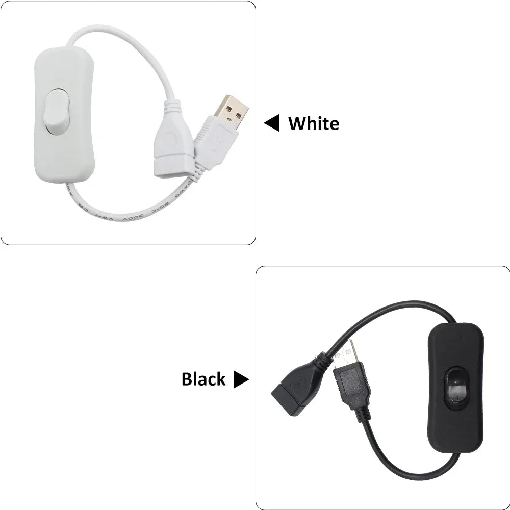 30CM DC Extended Extension Switch USB Cable With Switch Button Power Cord Long Life Lamp Charger Adapter