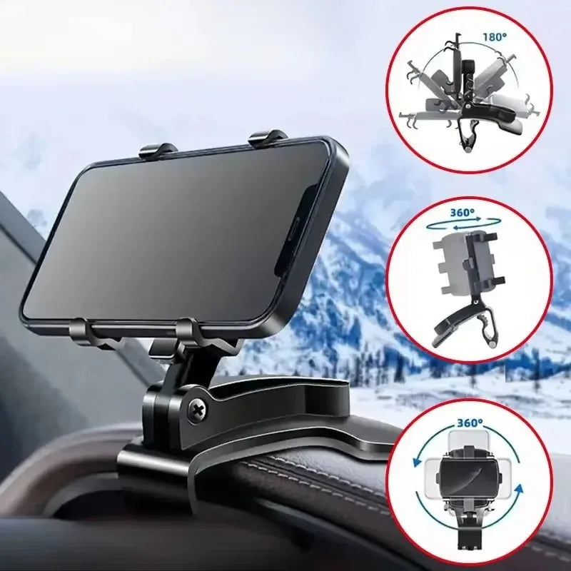 Universal 360 Degree Rotation Car Phone Holder GPS Bracket Dashboard Clip Mount Mobile Stand for iPhone