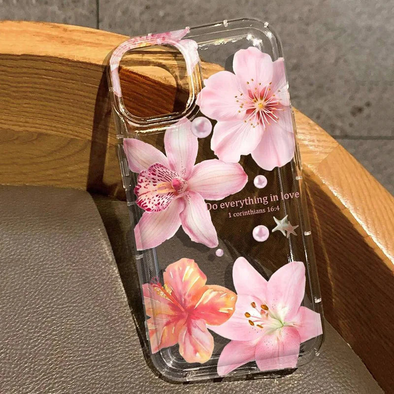 Colorful large flowers Phone Case For iPhone 16 15 13 14 12 11 Pro Max 7 8 Plus X XR XS 12 13 Clear Cover Case Funda Bumber