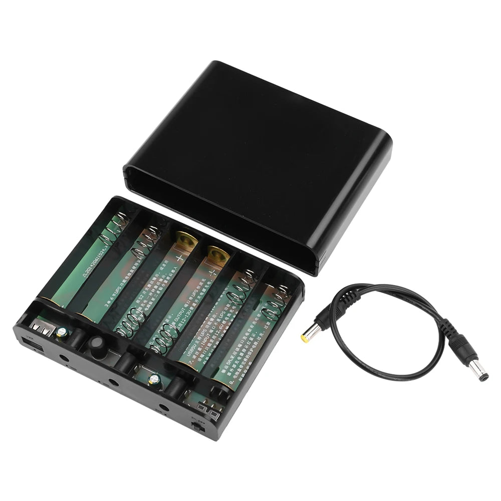 DC UPS Power Supply 5V 9V 12V Output 6x18650 Battery Uninterrupted DIY Power Bank Box for House Router Cellphone Tablet Modem