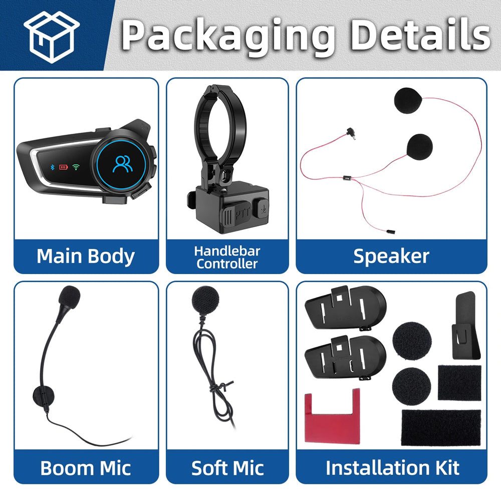 Ruyage Motorcycle Helmet Bluetooth Headset with PTT for Zello App