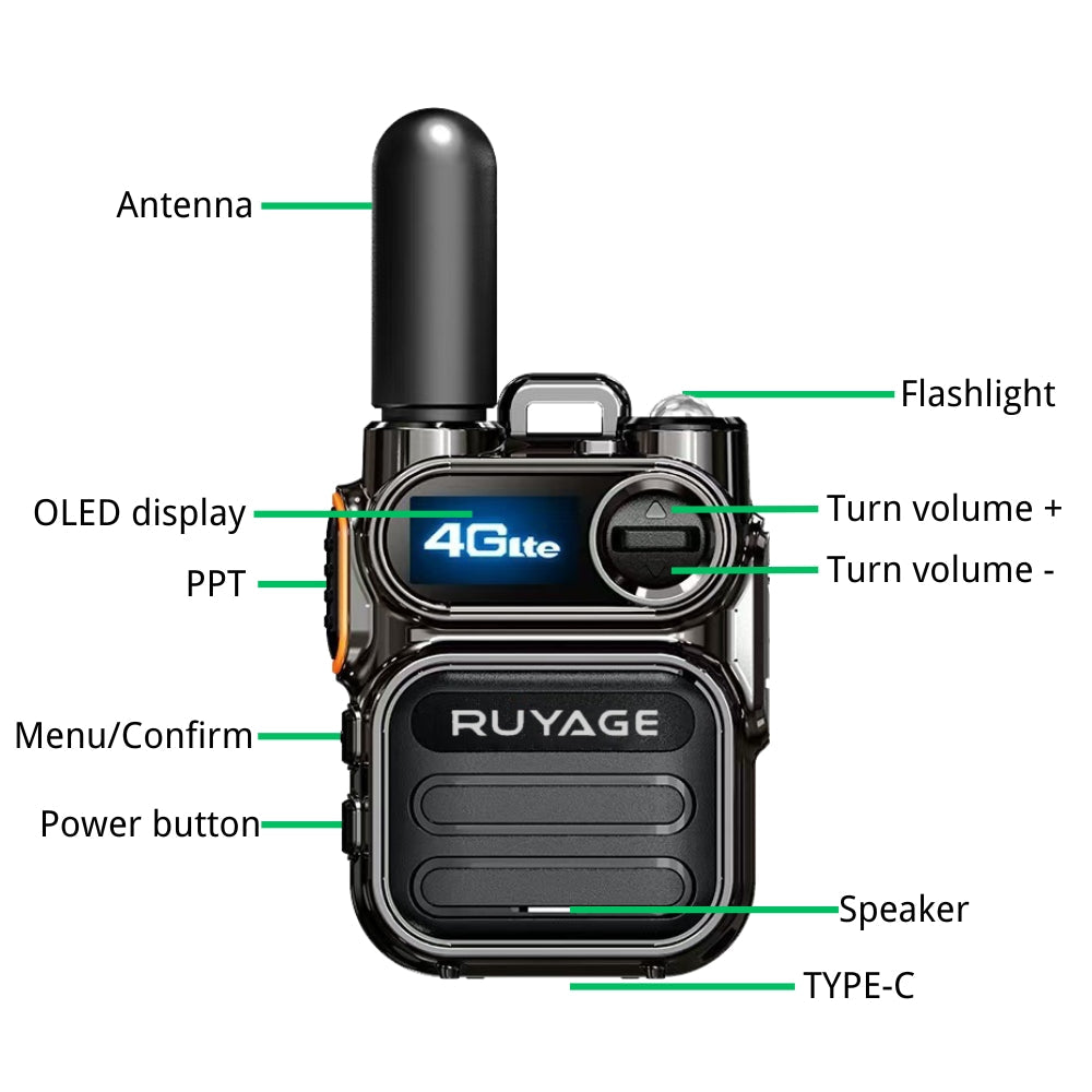 Ruyage X40 Two Way Radio Nationwide LTE Push-to-Talk Walkie Talkie