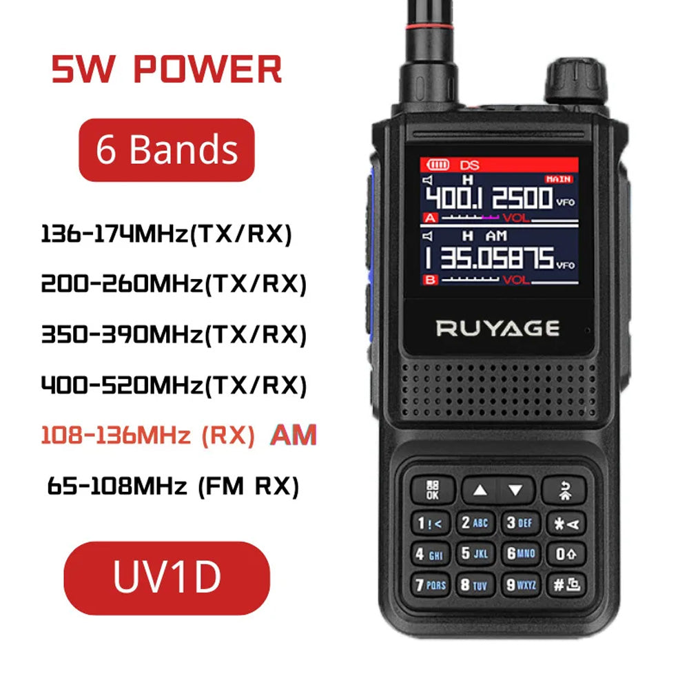 Ruyage UV1D 5W VHF UHF Analog Long Range Two Way Radio Walkie Talkie