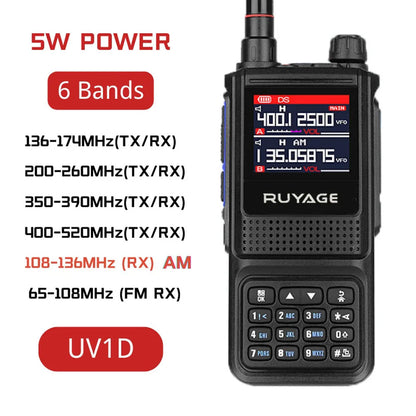 Ruyage UV1D 5W VHF UHF Analog Long Range Two Way Radio Walkie Talkie