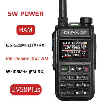 Ruyage UV58plus 5W VHF UHF Analog Long Range Two Way Radio Walkie Talkie