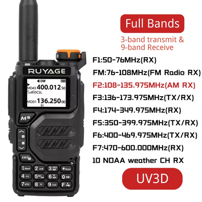 Ruyage UV3D 5W VHF UHF Analog Long Range Two Way Radio Walkie Talkie
