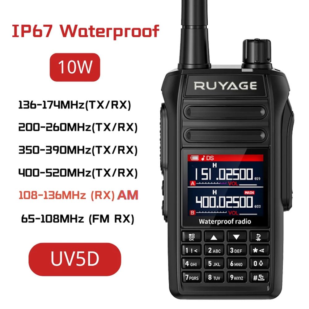 Ruyage UV5D IP67 Waterproof Rugged Long Range Two Way Radio Walkie Talkie