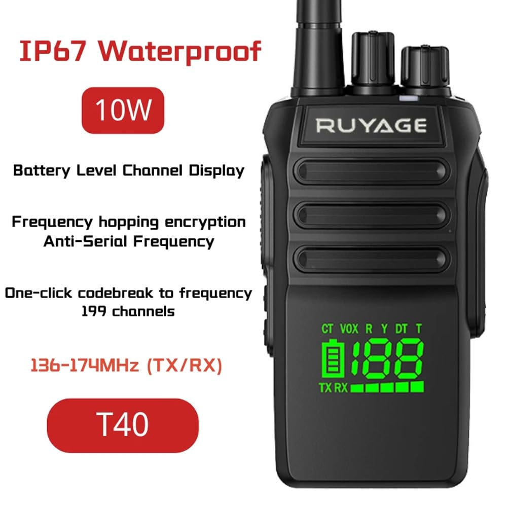 Ruyage T40 IP67 Waterproof Rugged Long Range Two Way Radio Walkie Talkie