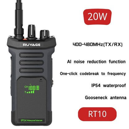 Ruyage RT10 20W UHF Analog Long Range Two Way Radio Walkie Talkie